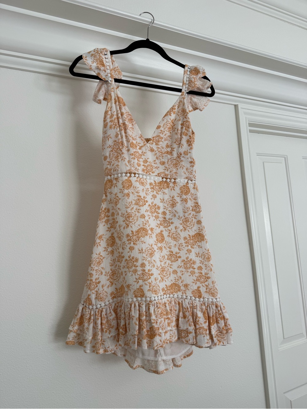 MINKPINK Cream Mini Dress with Mustard Floral Print